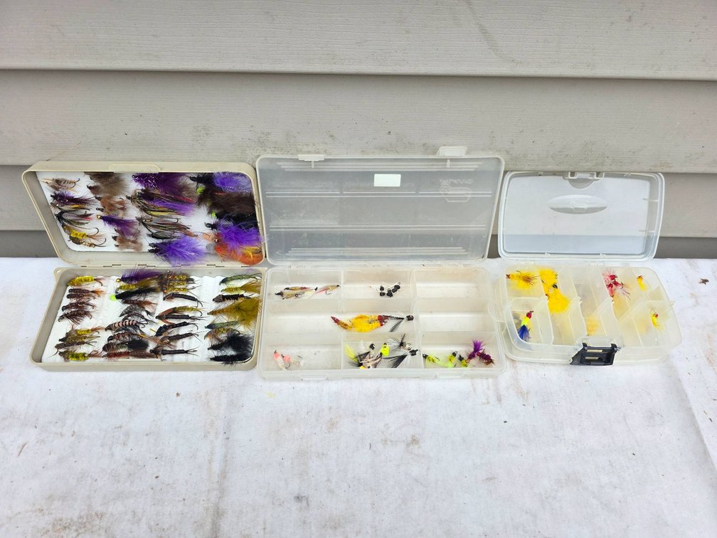 Fly Fishing Flies Value Lot with Assorted Flies and Storage Cases