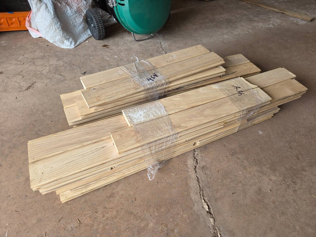 Ash Tongue-and-Groove Hardwood Flooring Lot, Longest Segment Approx. 39 Inches