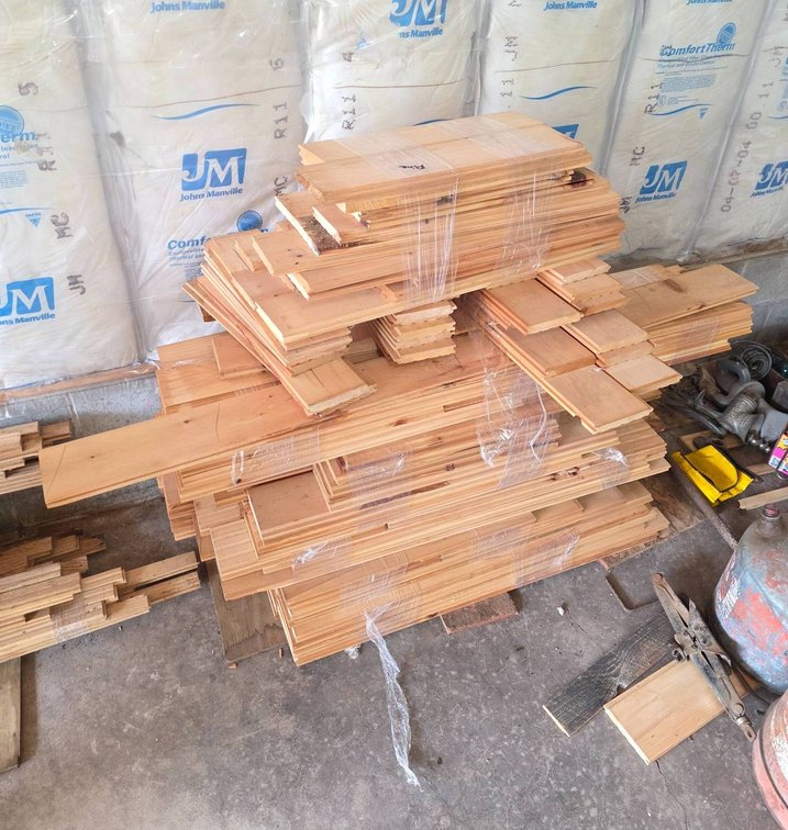 Pine Tongue-and-Groove Hardwood Flooring Lot, Longest Segment Approx. 60"