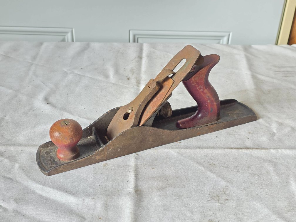 Antique 13.5" Metal and Wood Handheld Woodworking Plane
