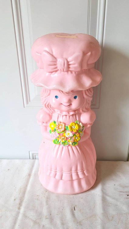 1974 Pink Blow Mold Bank by A.J. Renzi Corp, 16-Inch