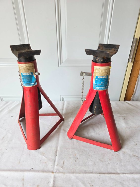 2pc 3000lb Capacity Steel Jack Stand Lot by Pathfinder Auto Lamp Co.