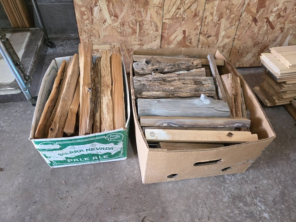 Two Boxes of Small Split Firewood and Kindling