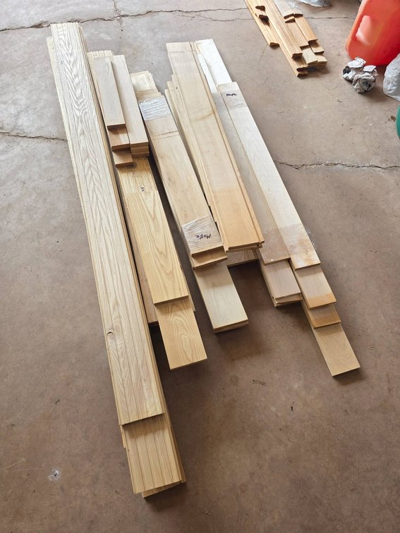 Mixture of Maple and Ash Flooring and Trim Boards, longest Approx. 86"