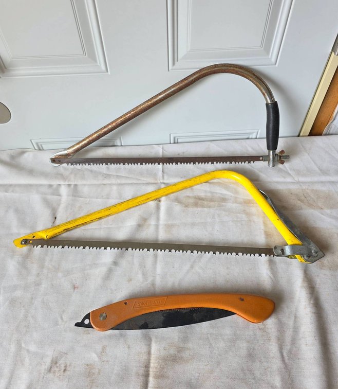 3-Piece Saw Lot Including Folding Saw and Hacksaws