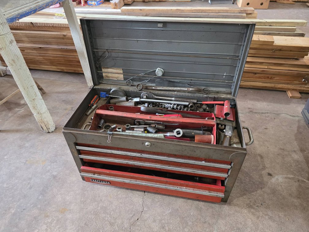 Craftsman Metal Toolbox with Assorted Tools, 26" x 12" x 15"