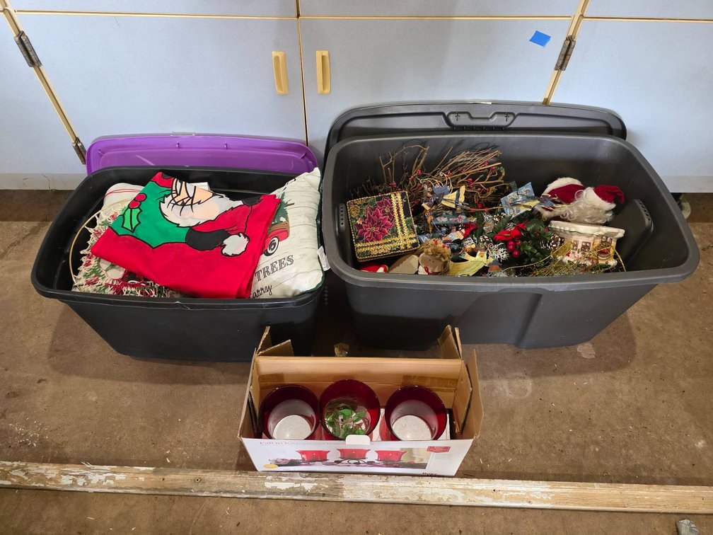Christmas Decor Value Lot Including Pillows, Flag, Candle Holders,etc