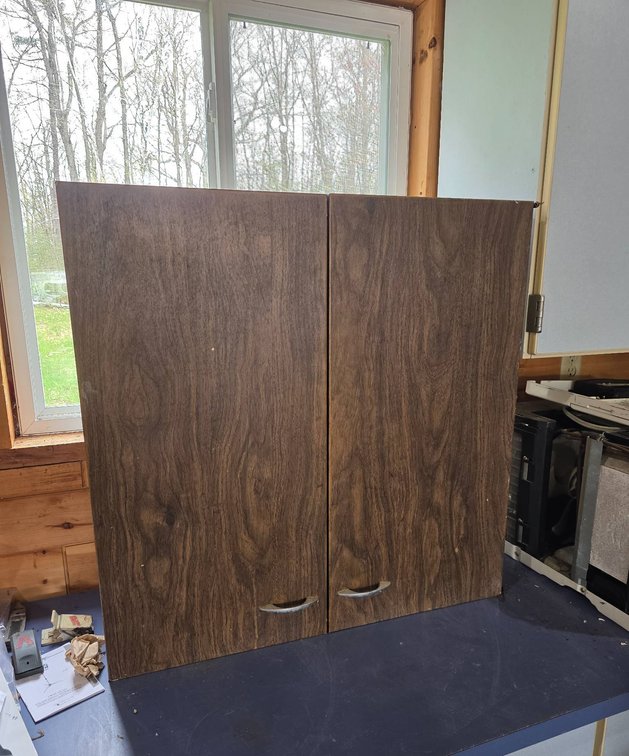 Metal Garage Cabinet with Faux Wood Grain Doors, 30" x 13" x 30"