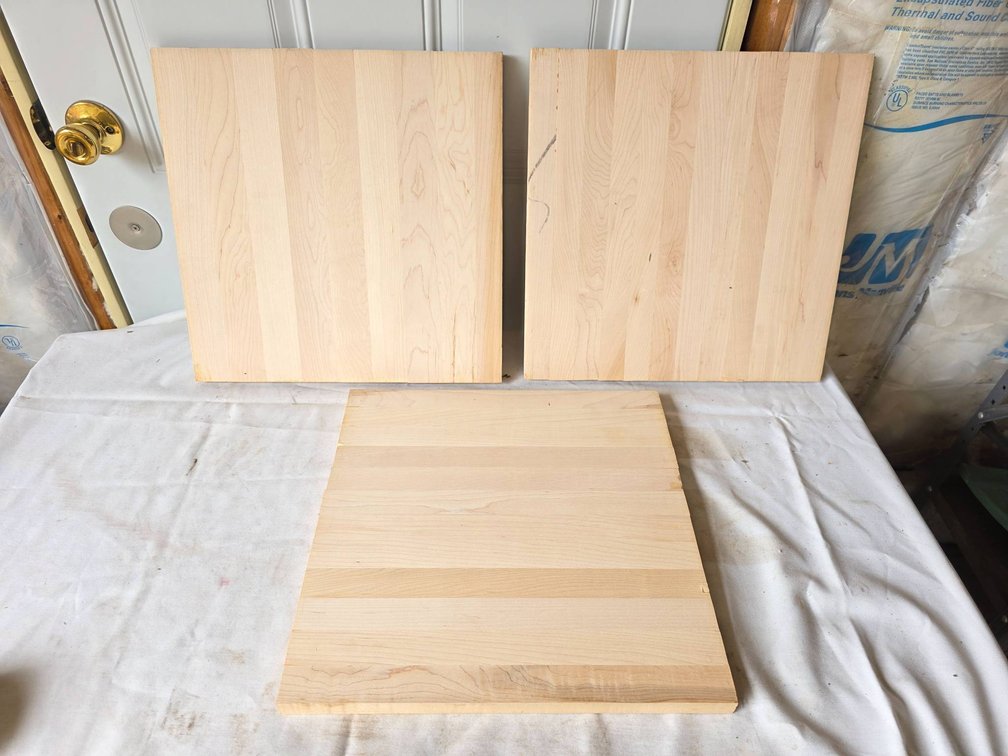 Three 15 1/4" x 15 1/4" x 3/4" Butcher Block Panels