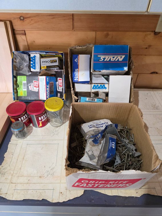 Hardware Value Lot Including Nails, Fasteners, and Plywood Clips