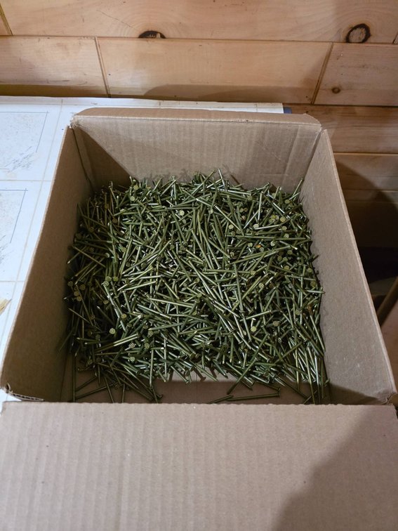 Approx. 10lb Lot of 8D Nails in Cardboard Box