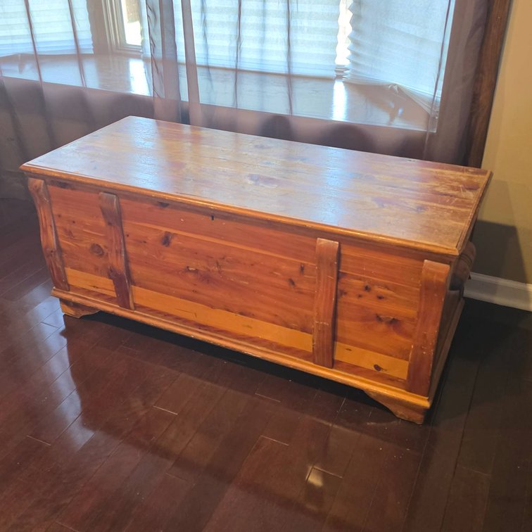 Mid Century Wooden Cedar Chest with Sliding Tray