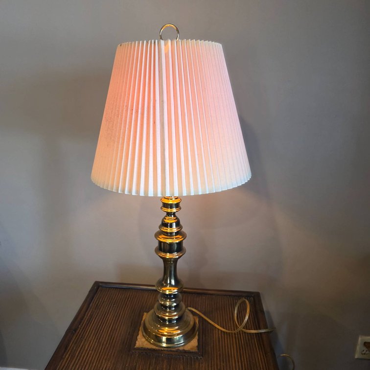 Brass Table Lamp with Pleated Shade
