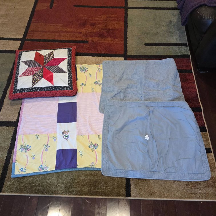 Quilted Lap Blanket, Pillow Shams, and Throw Pillow Set