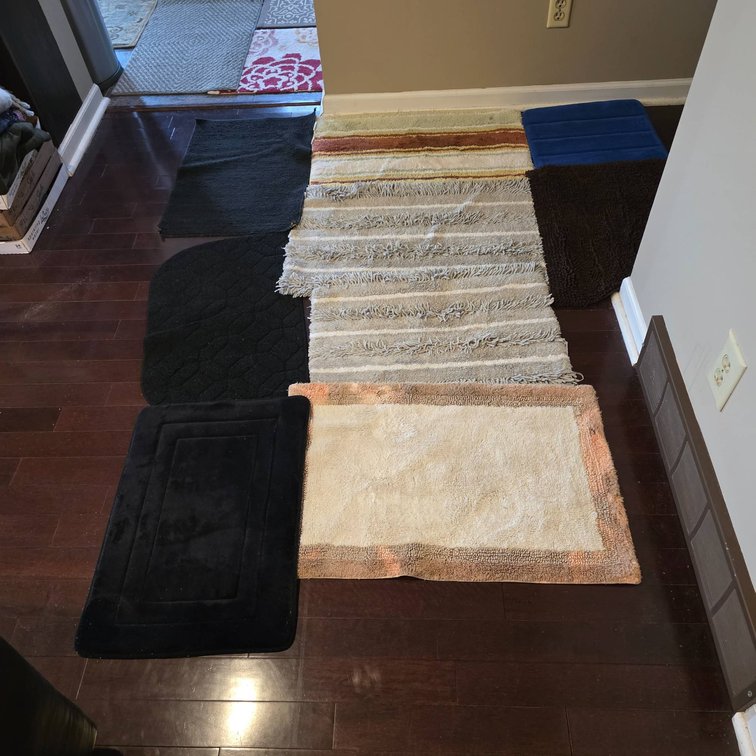 9 Rugs, Various Materials and Colors
