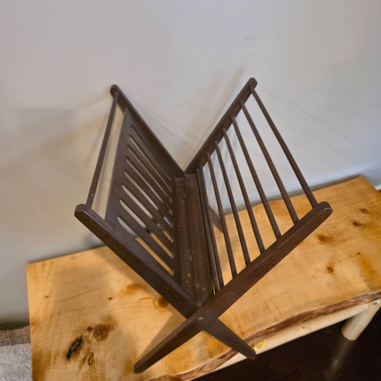 Wooden Folding Magazine Rack with Slatted Design