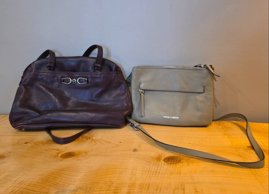 Two Leather Handbags by Vince Camuto and Etienne Aigner