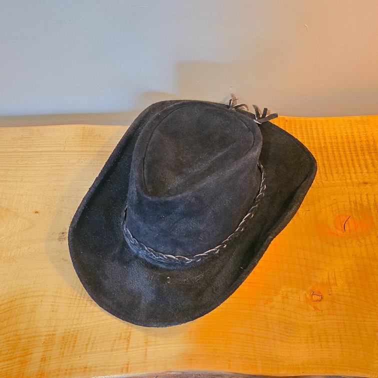 Black Suede Cowboy Hat with Braided Band, ‘Silver Lobo’