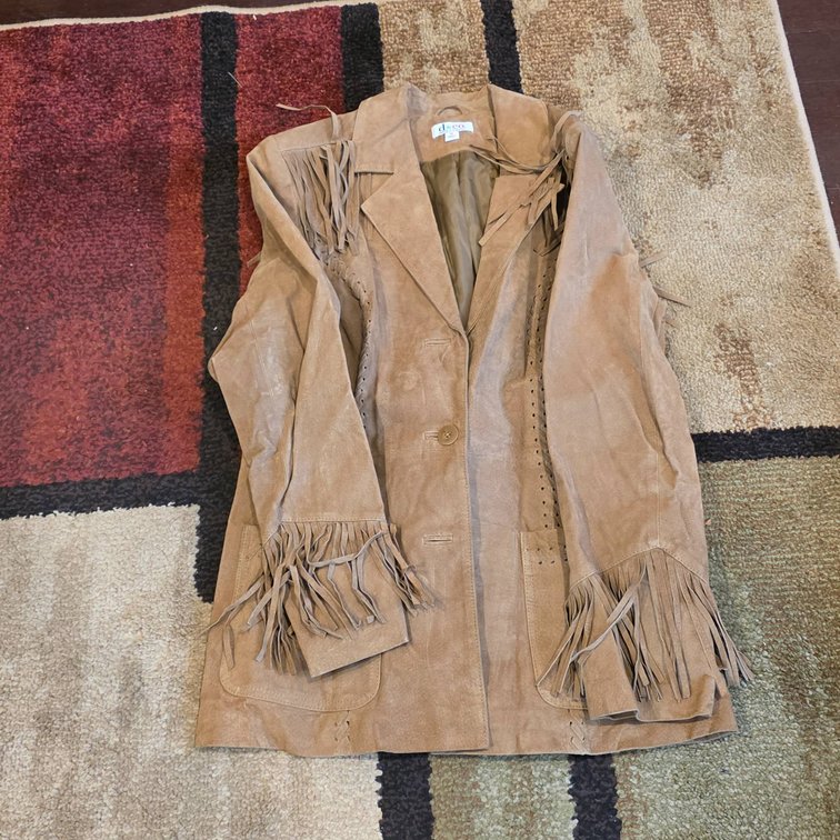 Brown Suede Fringe Tassel Jacket by D&Co., Women’s Medium