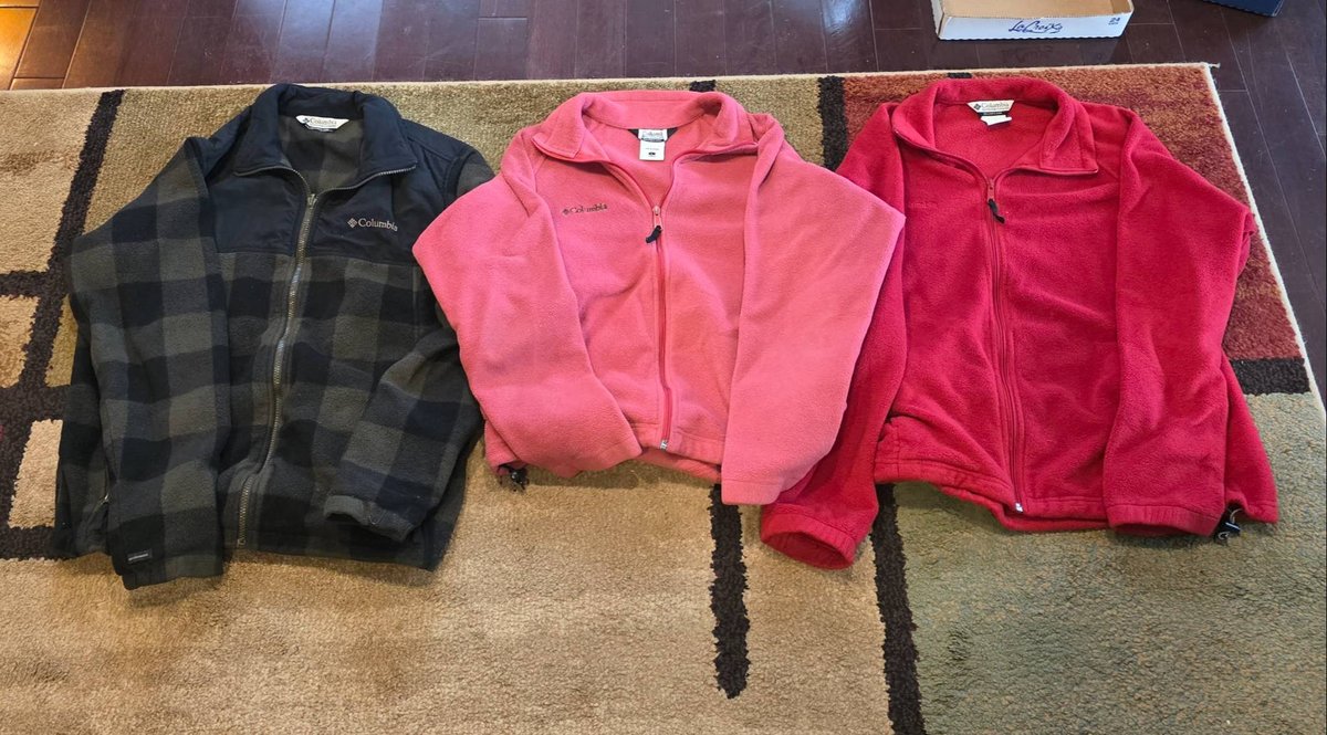 Three Columbia Sportswear Fleece Zip-Up Jackets in Assorted Colors