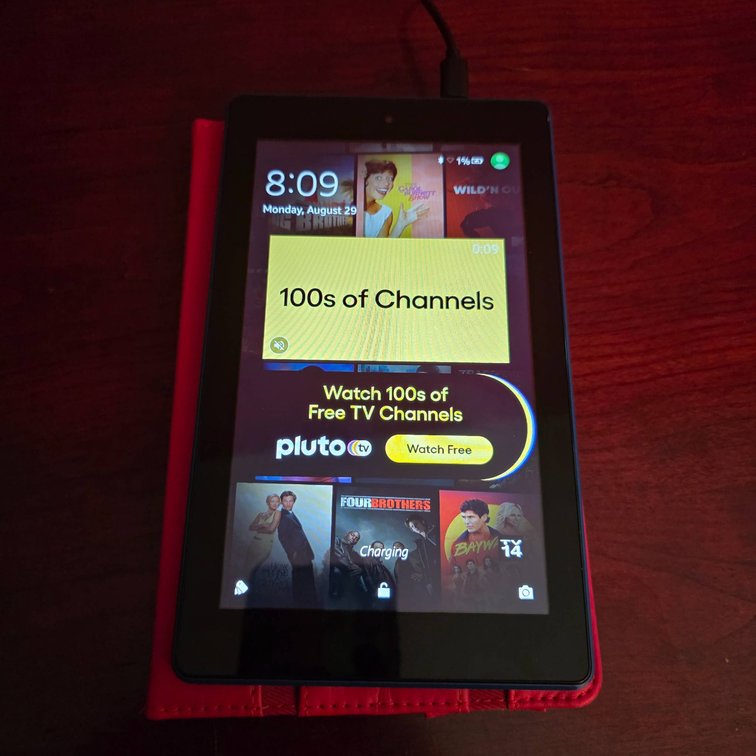 Amazon Fire Tablet (Blue) with Pink Protective Case