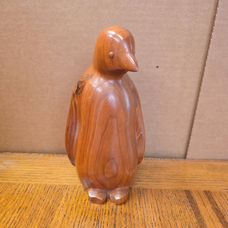 Fitzhugh Hand-Carved Solid Walnut Penguin Statue