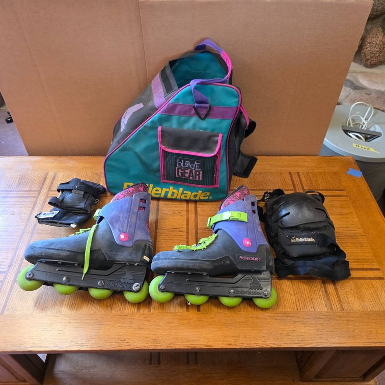 1990s Lightning TRS Rollerblades with Matching Bag, Size 13