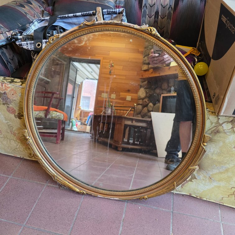 31″ Gilded Wood Frame Parlor Mirror with Decorative Embellishments