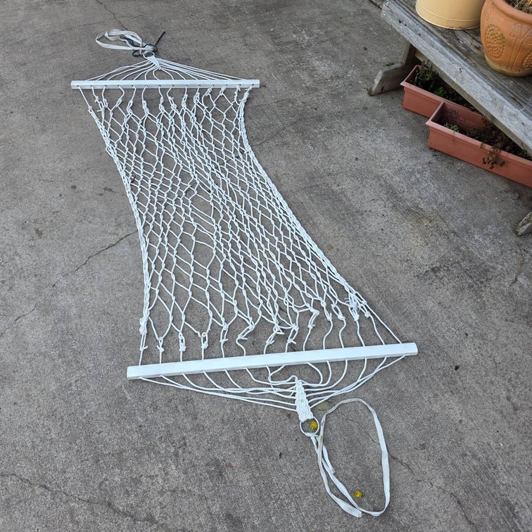 Woven Rope Hammock with Wooden Spreaders