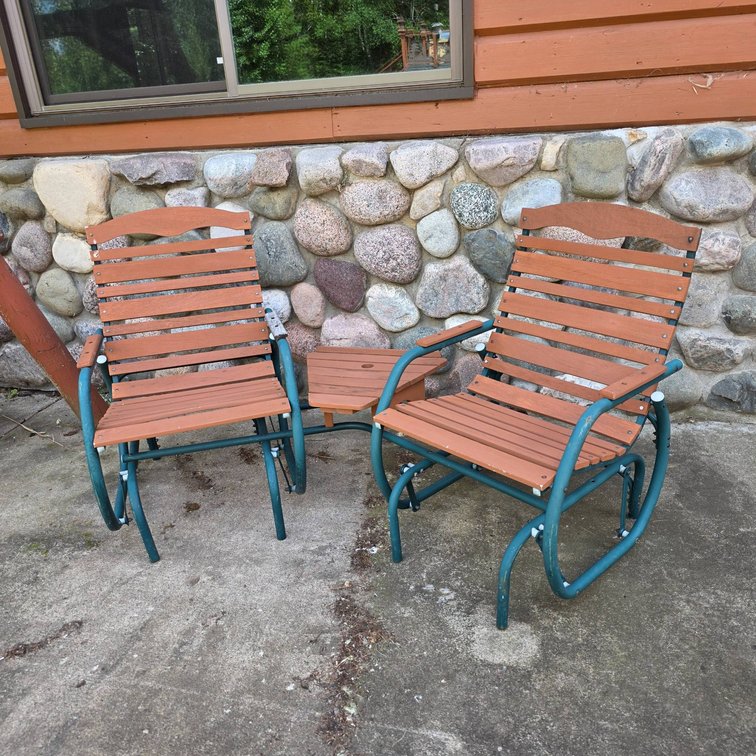 Outdoor Glider Patio Set With Umbrella Hole