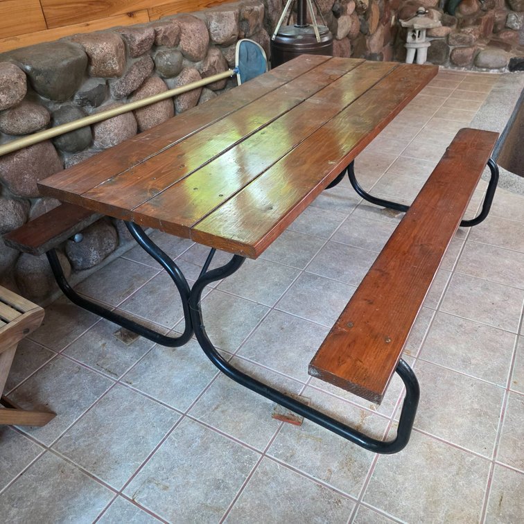 Metal and Wood Indoor/Outdoor Picnic Table