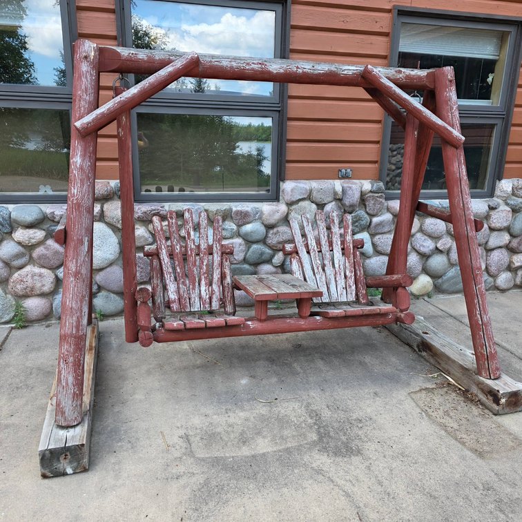 A-Frame Wooden 2-Person Porch Swing with Integrated Table