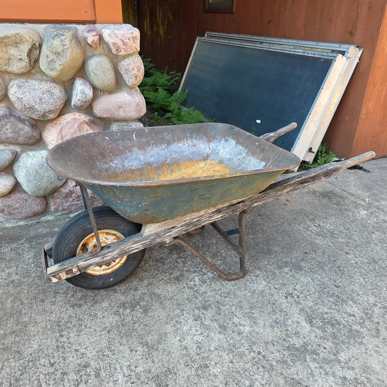 Metal Wheelbarrow with Wooden Handles