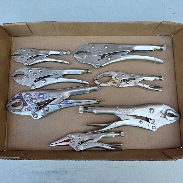 7pc Vise Grip Lot Including Toolshop and Crescent Brands