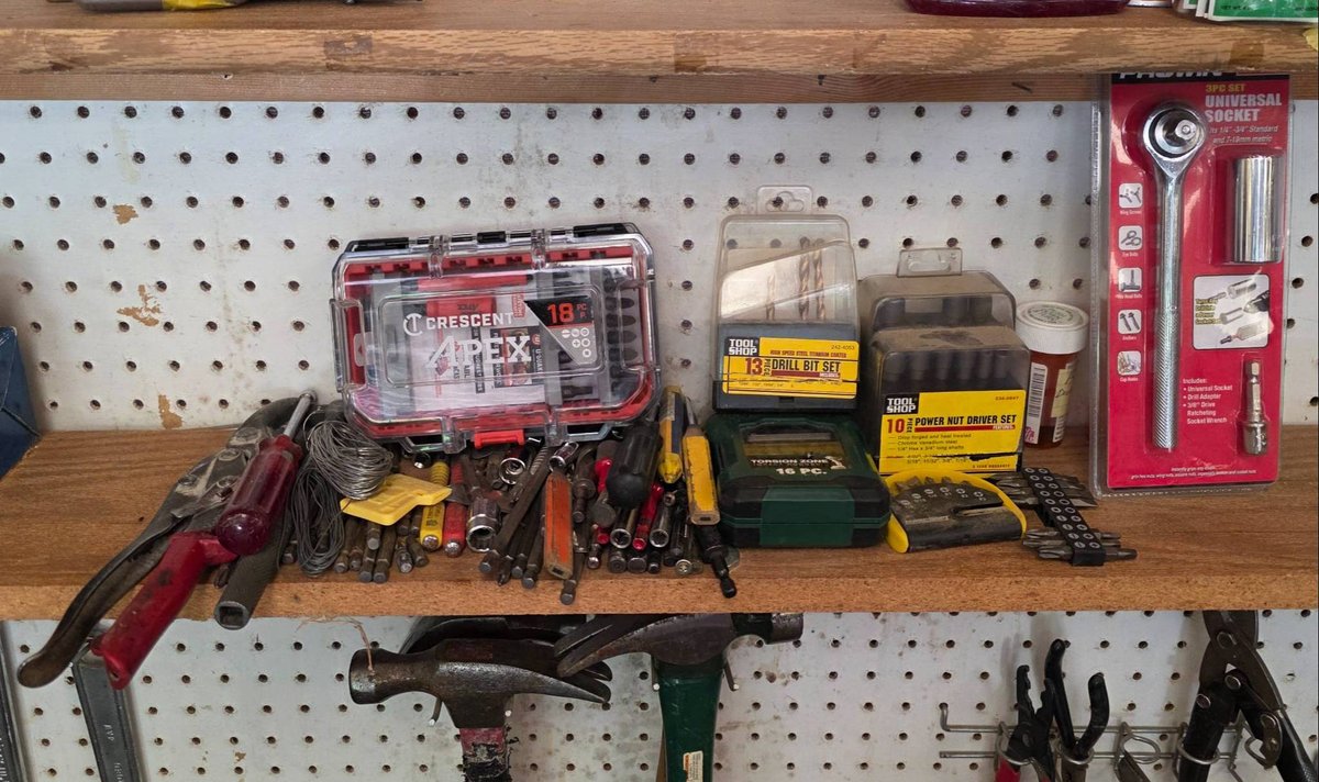 Workshop Tools Value Lot with Nut Driver, Drill Bits, and Socket Wrench