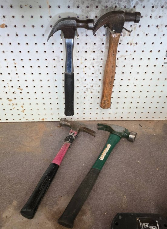 4-Piece Lot of Claw Hammers, Including Craftsman and Masterforce