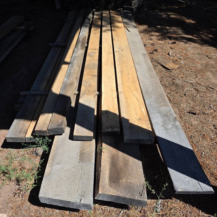 Stack of Rough-Cut Oak Lumber, Including Curly Grain, 2-1/4" x 11" x 155" Max Dimensions