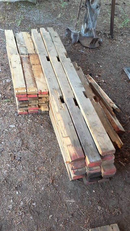 Disassembled Wood Rack Shelves from Semi Vans