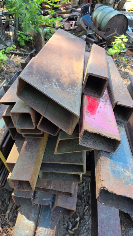 Square and Rectangular Steel Tubes, Longest Piece 77 in, Widest 10 in