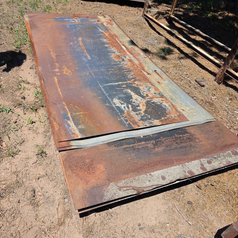 (6) Sheets of Steel, 1/16 in Thick, Largest Pieces 12 ft x 5 ft
