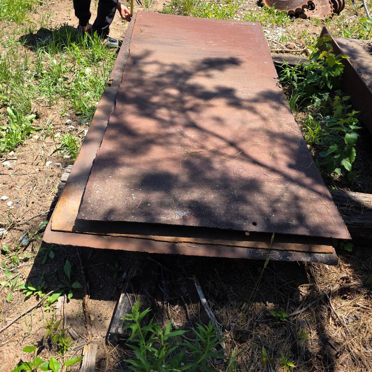 Three Pieces of 3/16-Inch Thick Plate Steel, Approximately 87 Inches Long and 42 Inches Wide