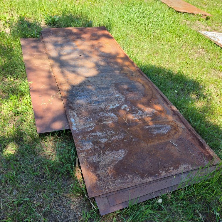 Six Pieces of Sheet Steel, Approximately 10 ft x 4 ft Each