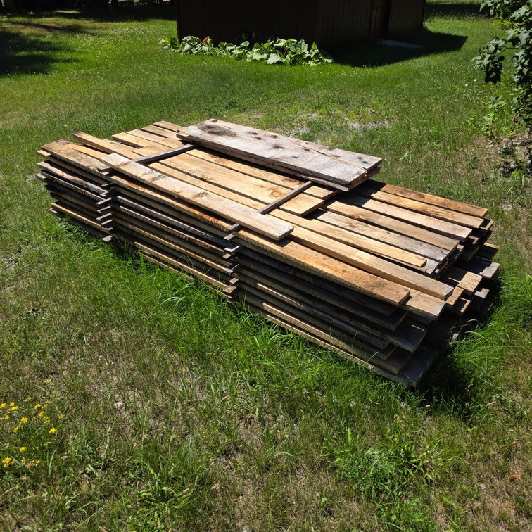 Stack of Rough-Cut Lumber, 1 Inch Thick, Longest Board 105 Inches