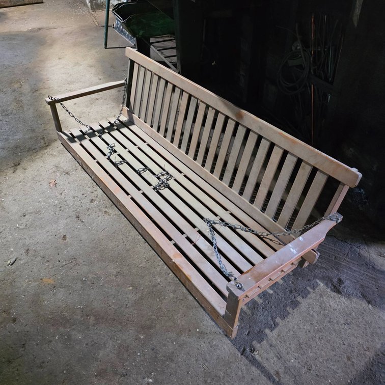 Wooden Swing Bench with Chain, 61 Inches Long