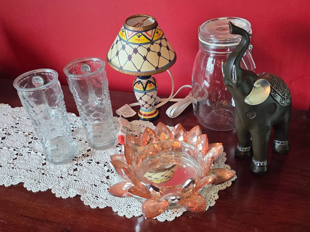 Metal Elephant Figurine, Lamp and Tealight Holder Home Decor and Accessories Lot