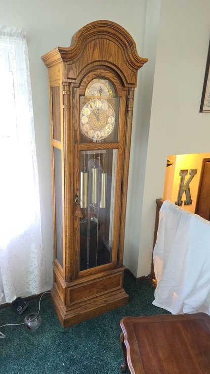 Howard Miller Grandfather Clock, Oak Case