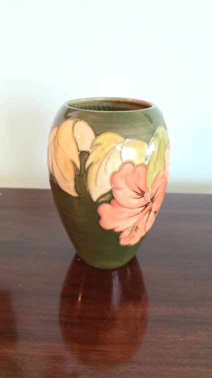 Moorcroft 7" Hibiscus Vase, Made in England