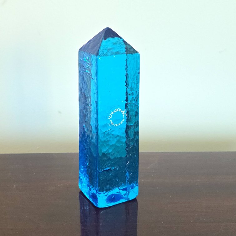 V.Nason & C. Murano Blue Glass 6-Inch Obelisk Sculpture