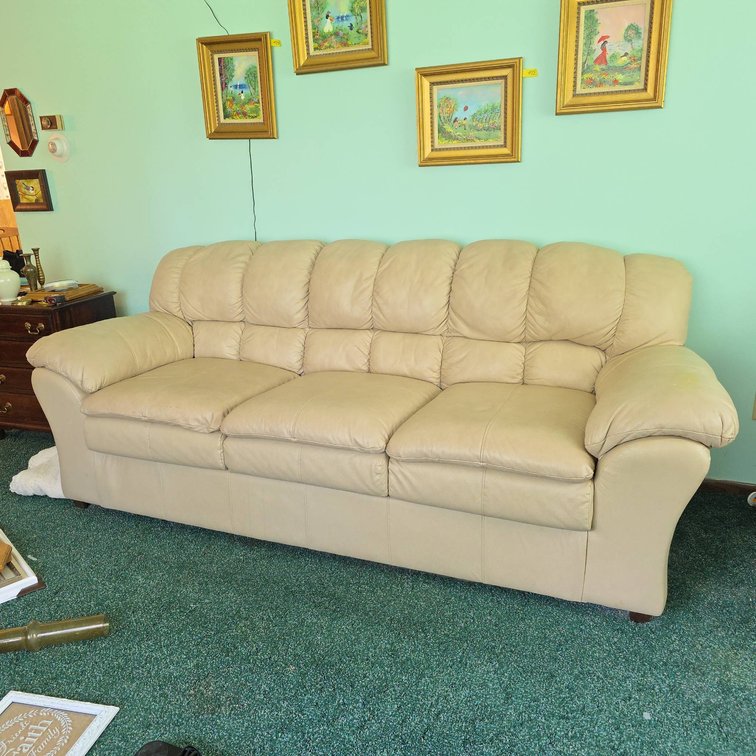 Beige Leather Couch