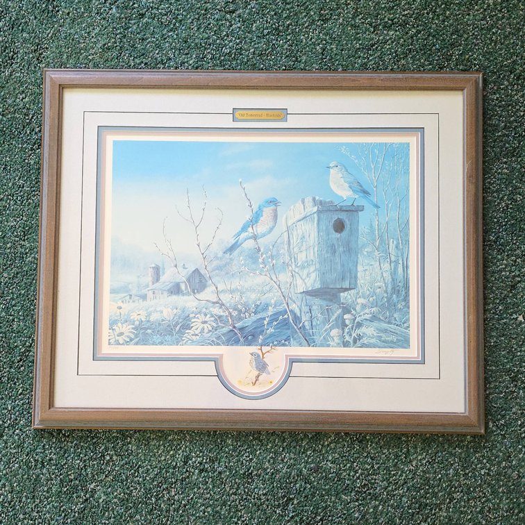 Terry Doughty Limited Edition Print "Old Homestead – Bluebirds" 315/800, Framed